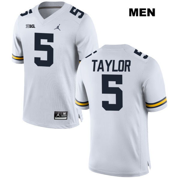 Men's NCAA Michigan Wolverines Kurt Taylor #5 White Jordan Brand Authentic Stitched Football College Jersey WF25M37PN